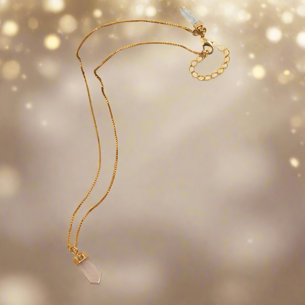 Mini Crystal Pendulum Necklace: Rose Quartz