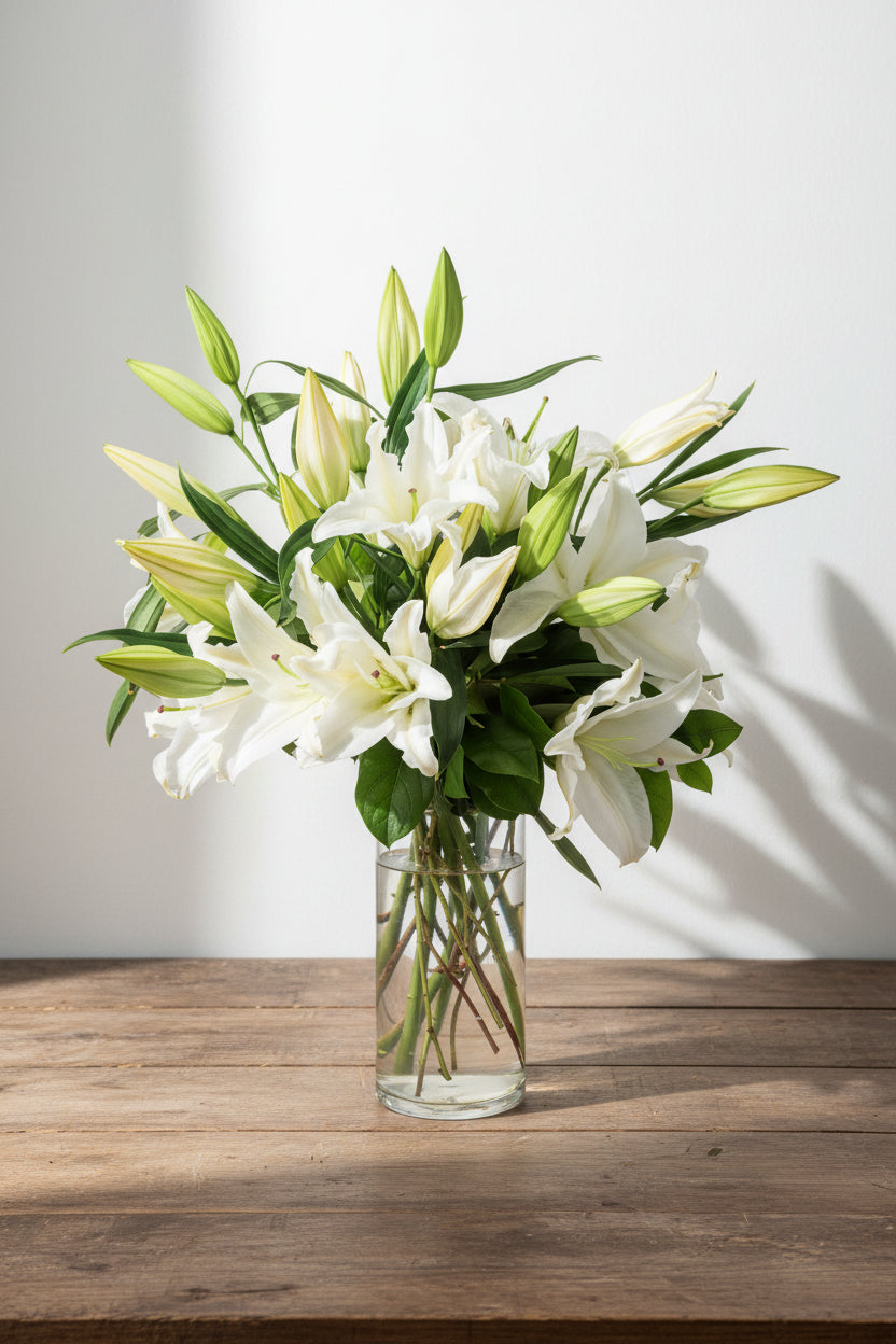 white asiatic lily bouquet lilies and rose mix bouquet washington dc flower delivery free – Roots and Blooms flower shop