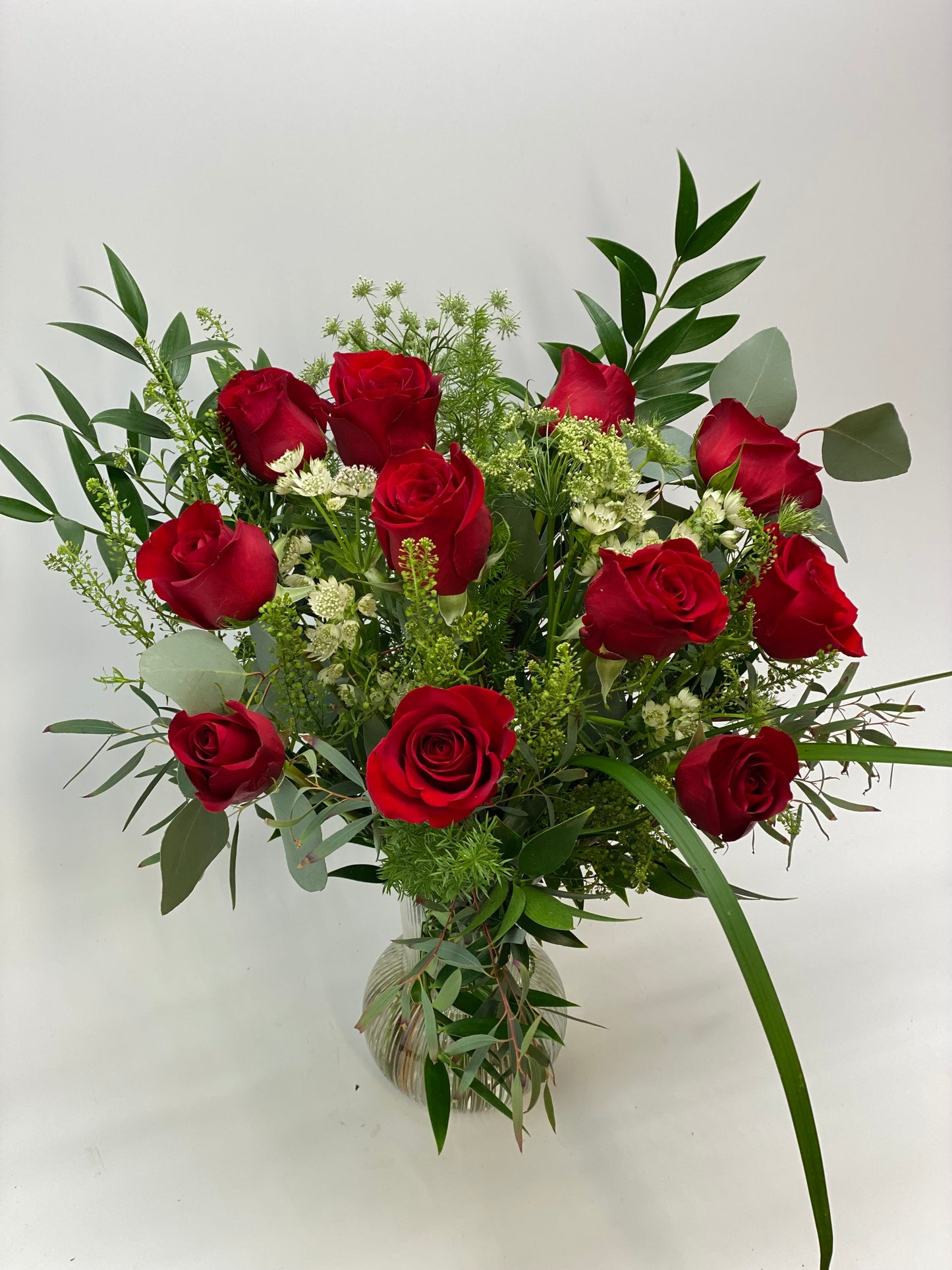 Classic dozen rose garden style arrangement