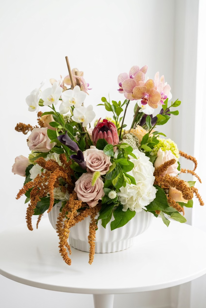 FLORAL & ORCHID DISPLAY IN OFFICE SETTING