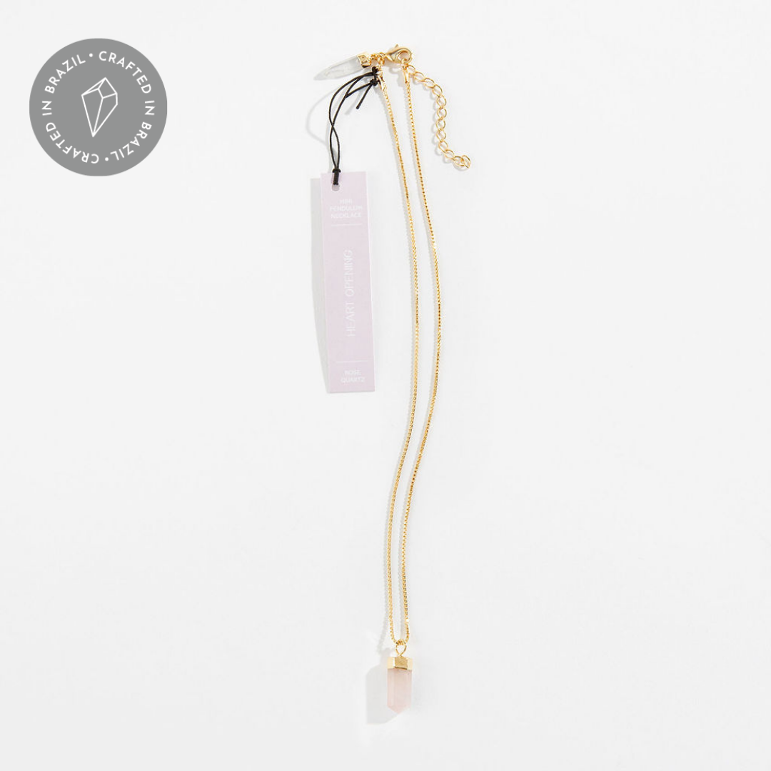 Mini Crystal Pendulum Necklace: Rose Quartz