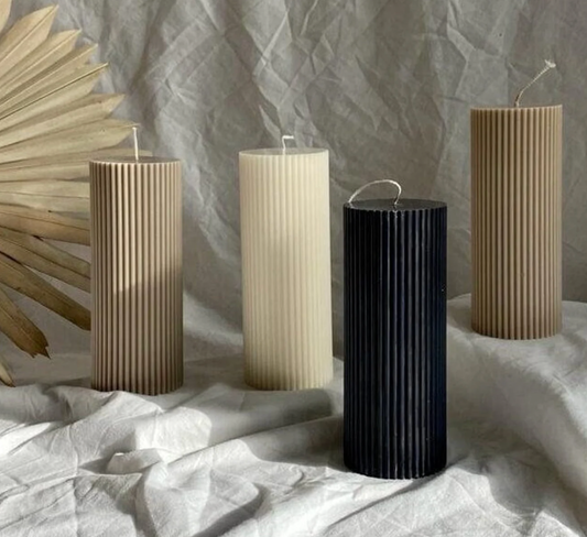 Ribbed Pillar Candle