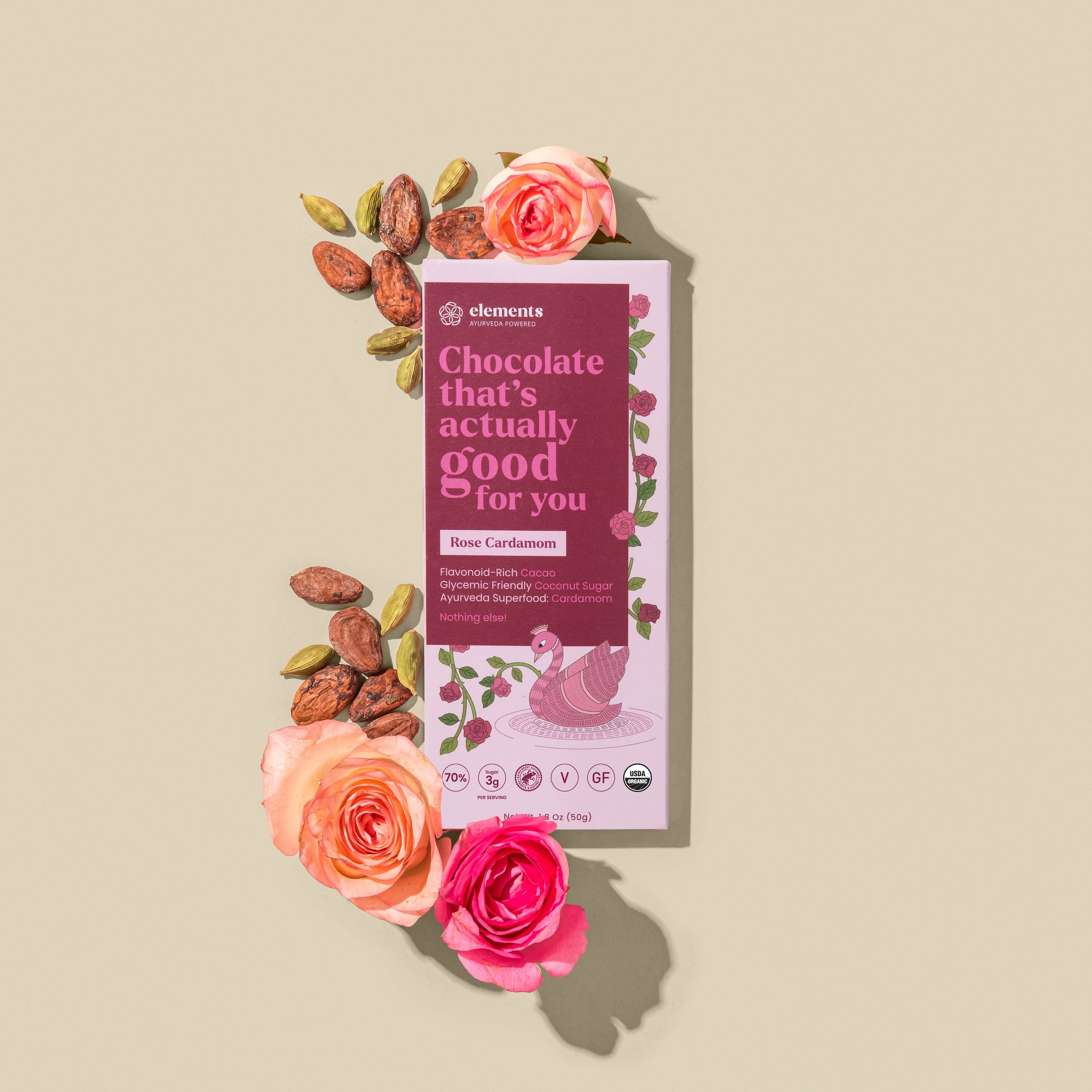 Rose Cardamom 70% Dark Chocolate