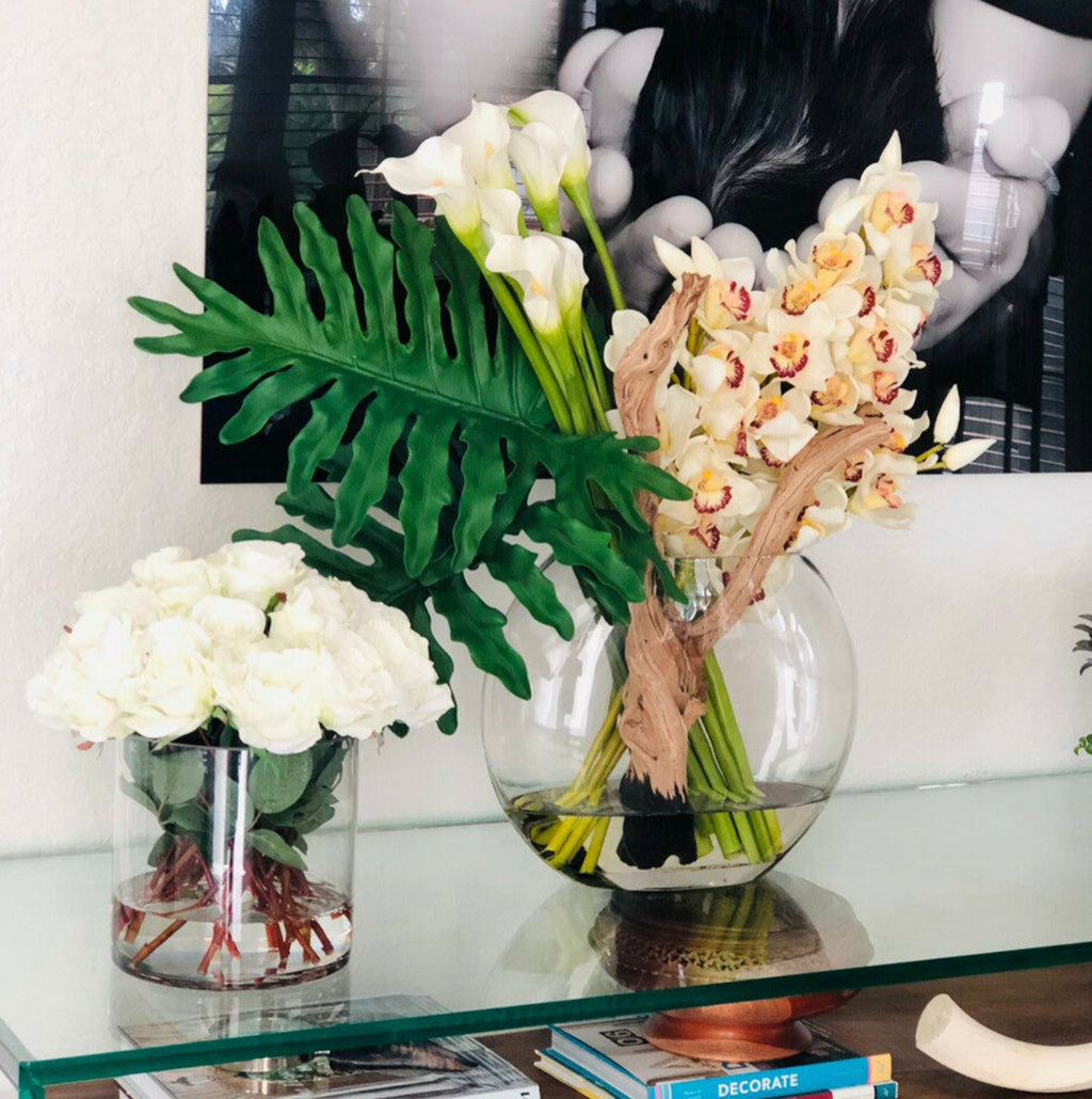 Thai queen orchid and calla silk floral arrangement