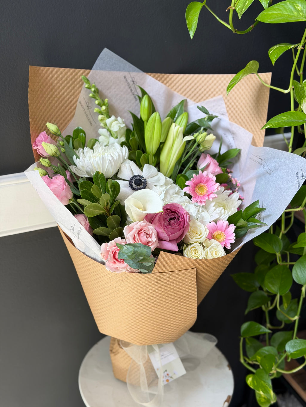 Pink chiffon bouquet