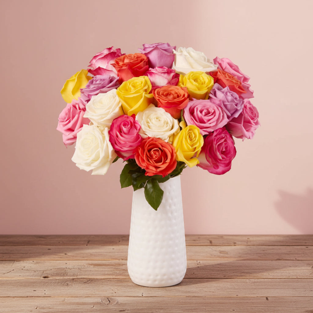 Rainbow rose bouquet for Mother's Day