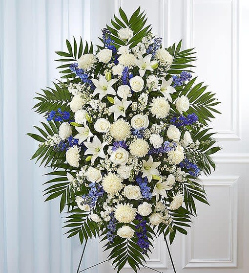 Blue and White floral spray