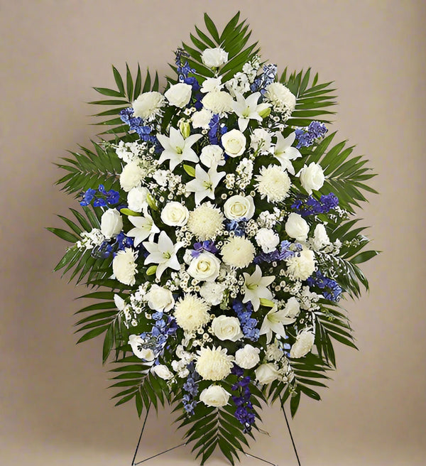 Blue and White floral spray