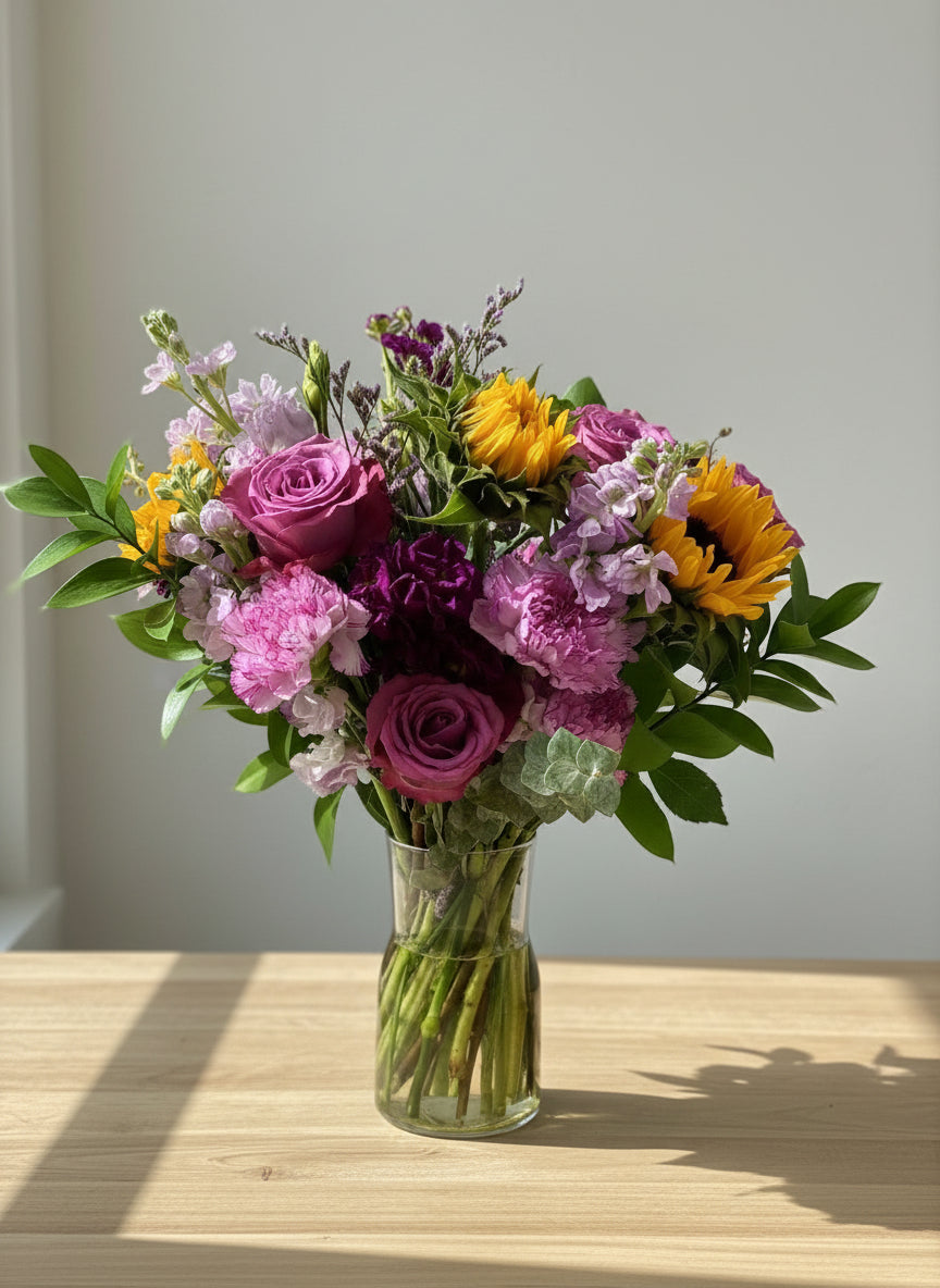 Purples and sunflowers