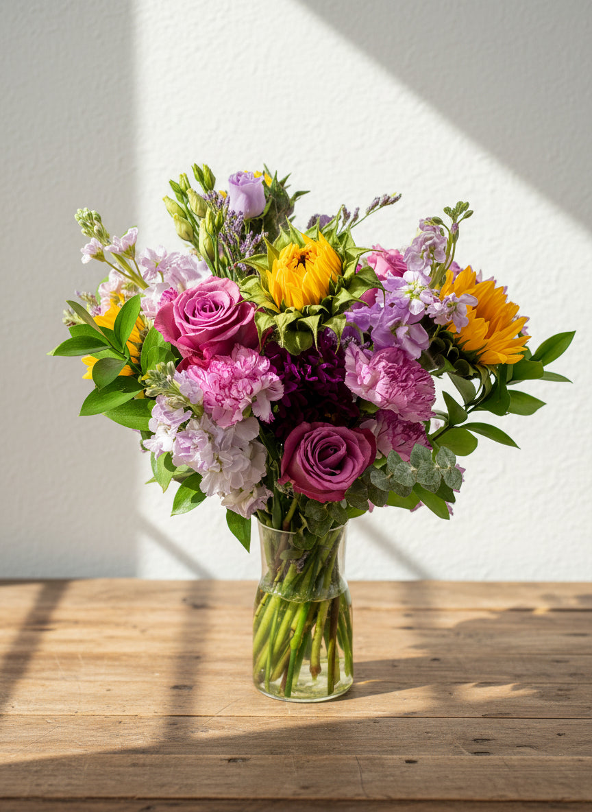 Purples and sunflowers