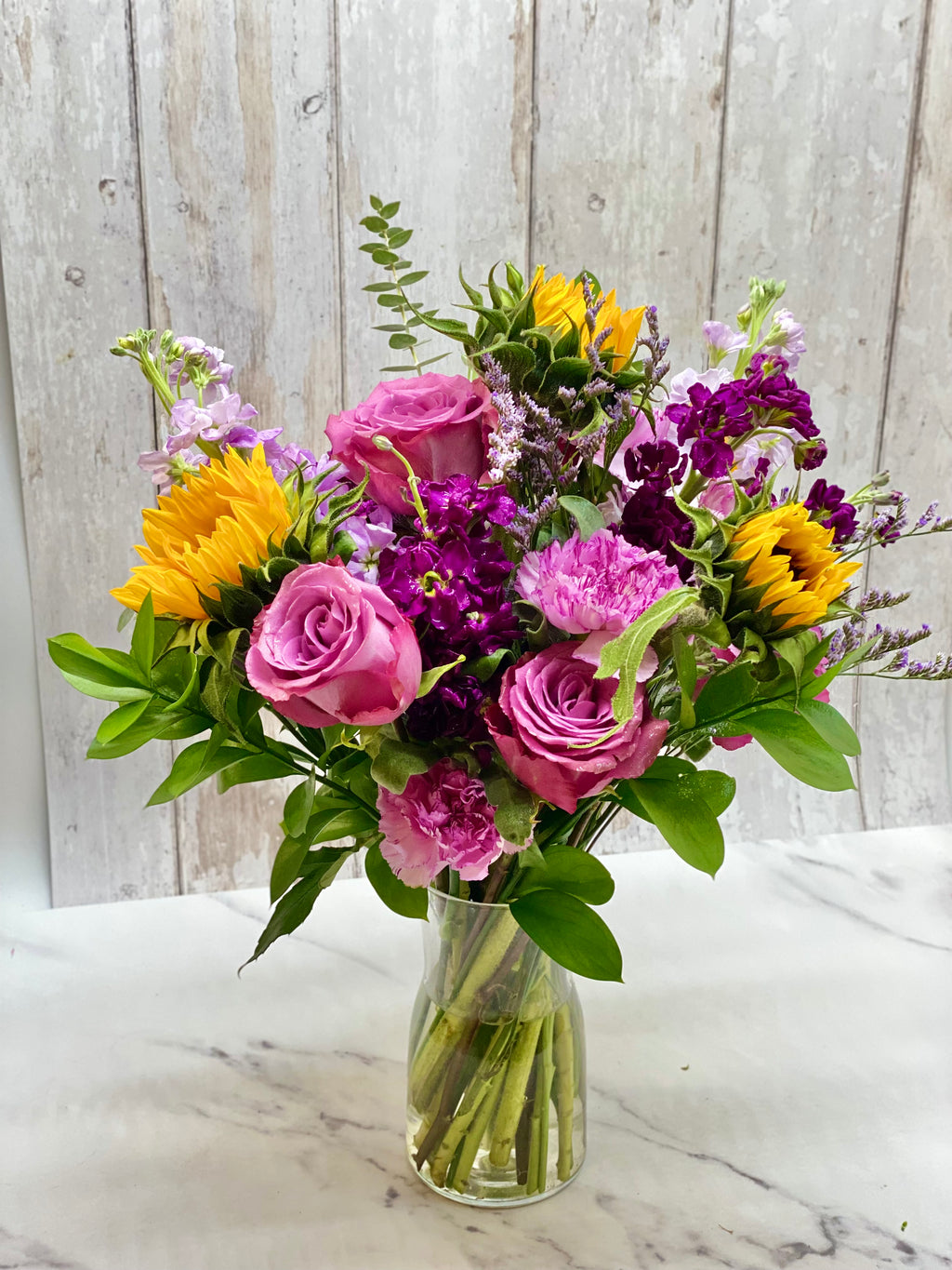 Purples and sunflowers