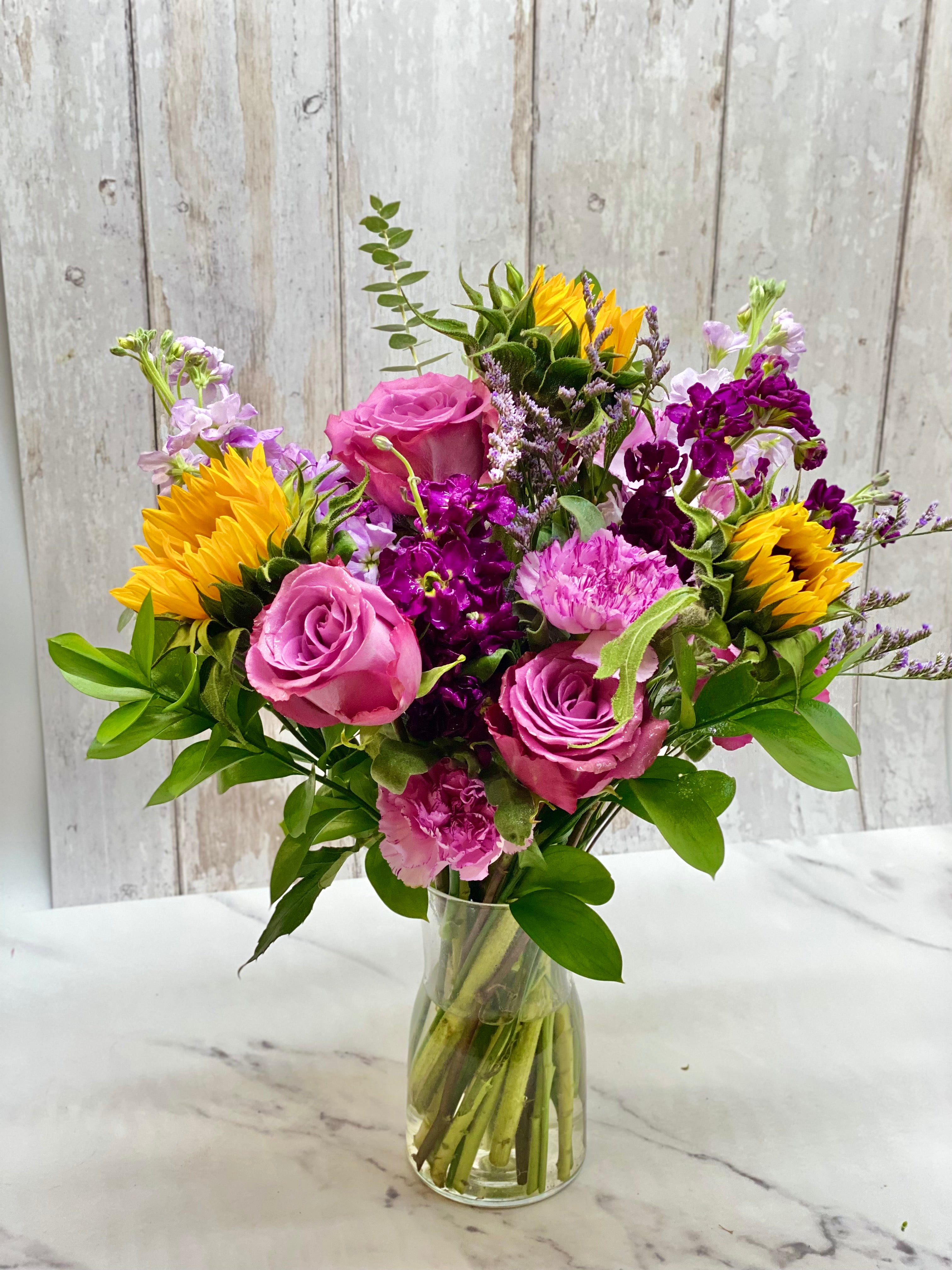 Purples and sunflowers