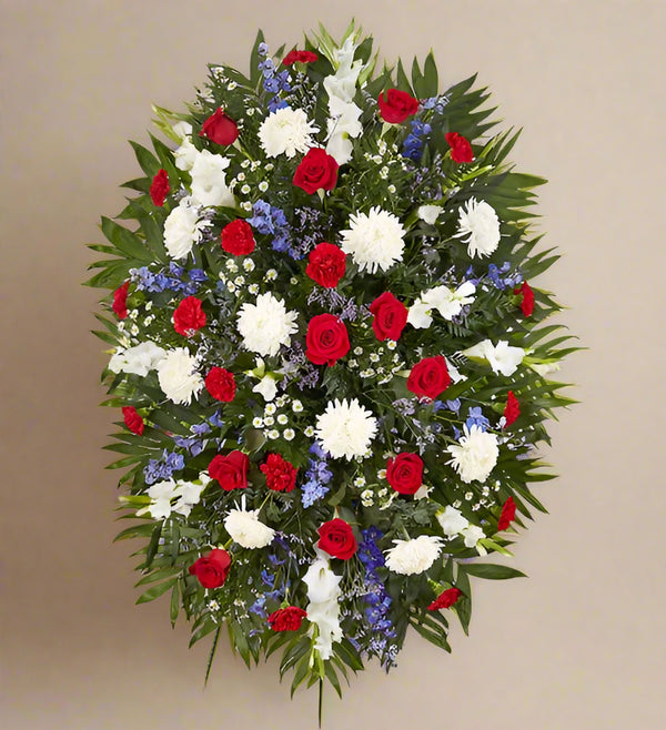 Red white and blue flower spray